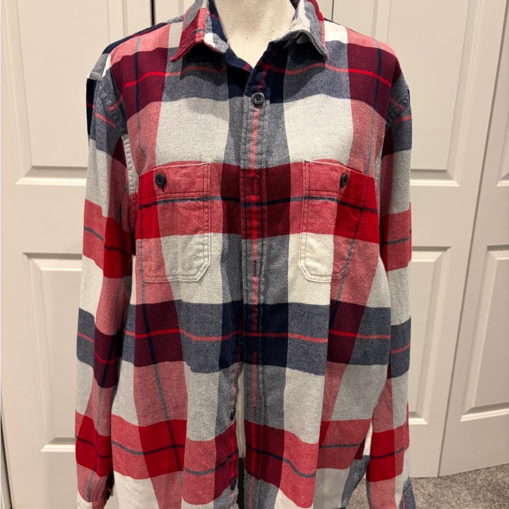 Express Red and Blue Flannel Shirt